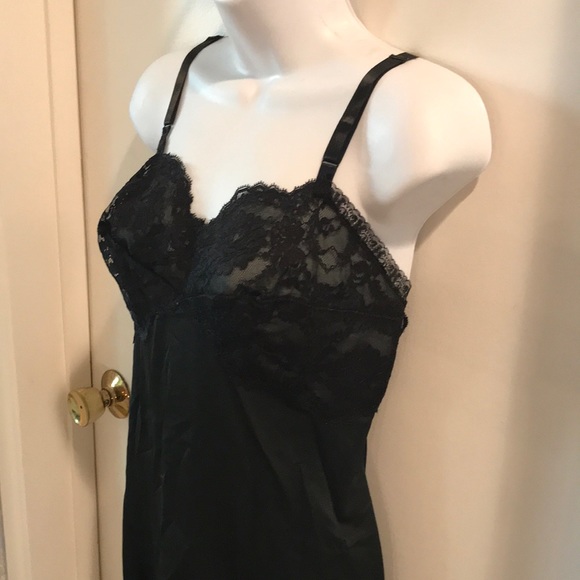 VINTAGE BLACK LACE SLIP by GOTHAM GOLD STRIPE VINTAGE 60s - Picture 1 of 9
